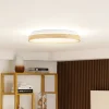 Lindby Smart LED-loftslampe Mirren træ Ø49,5 cm CCT Tuya