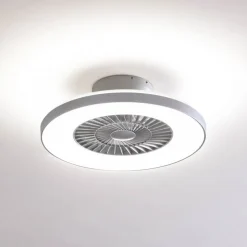 Lindby Smart LED-loftventilator Paavo, sølv, lydløs, Tuya