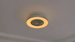 Lindby Smart LED-loftventilator Paavo, sølv, lydløs, Tuya