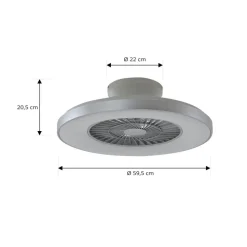 Lindby Smart LED-loftventilator Paavo, sølv, lydløs, Tuya