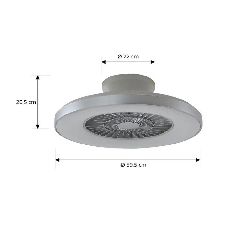 Lindby Smart LED-loftventilator Paavo, sølv, lydløs, Tuya