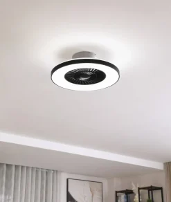 Lindby Smart LED-loftventilator Paavo sort, lydsvag Tuya