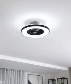 Lindby Smart LED-loftventilator Paavo sort, lydsvag Tuya