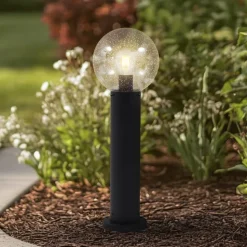 Lindby sokkellampe Dangan, klar, højde 60 cm, glas, metal