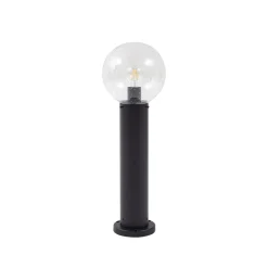 Lindby sokkellampe Dangan, klar, højde 60 cm, glas, metal
