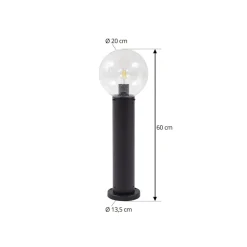Lindby sokkellampe Dangan, klar, højde 60 cm, glas, metal