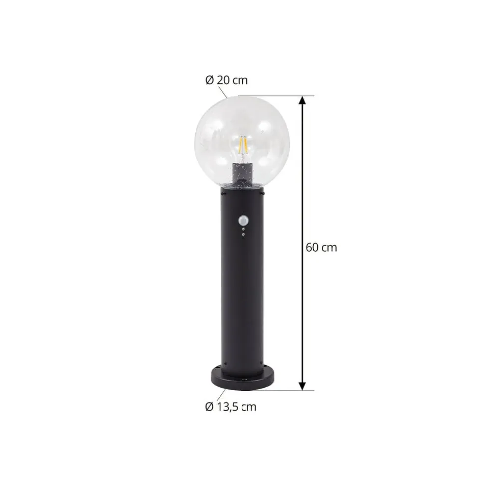 Lindby sokkellampe Dangan, klar, 60 cm, glas, sensor