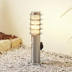 Lindby sokkellampe Hanja, sensor, stål, Ø 11,7 cm