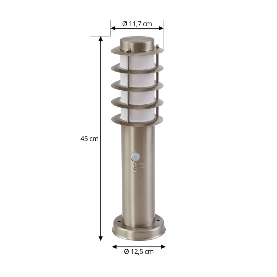 Lindby sokkellampe Hanja, sensor, stål, Ø 11,7 cm