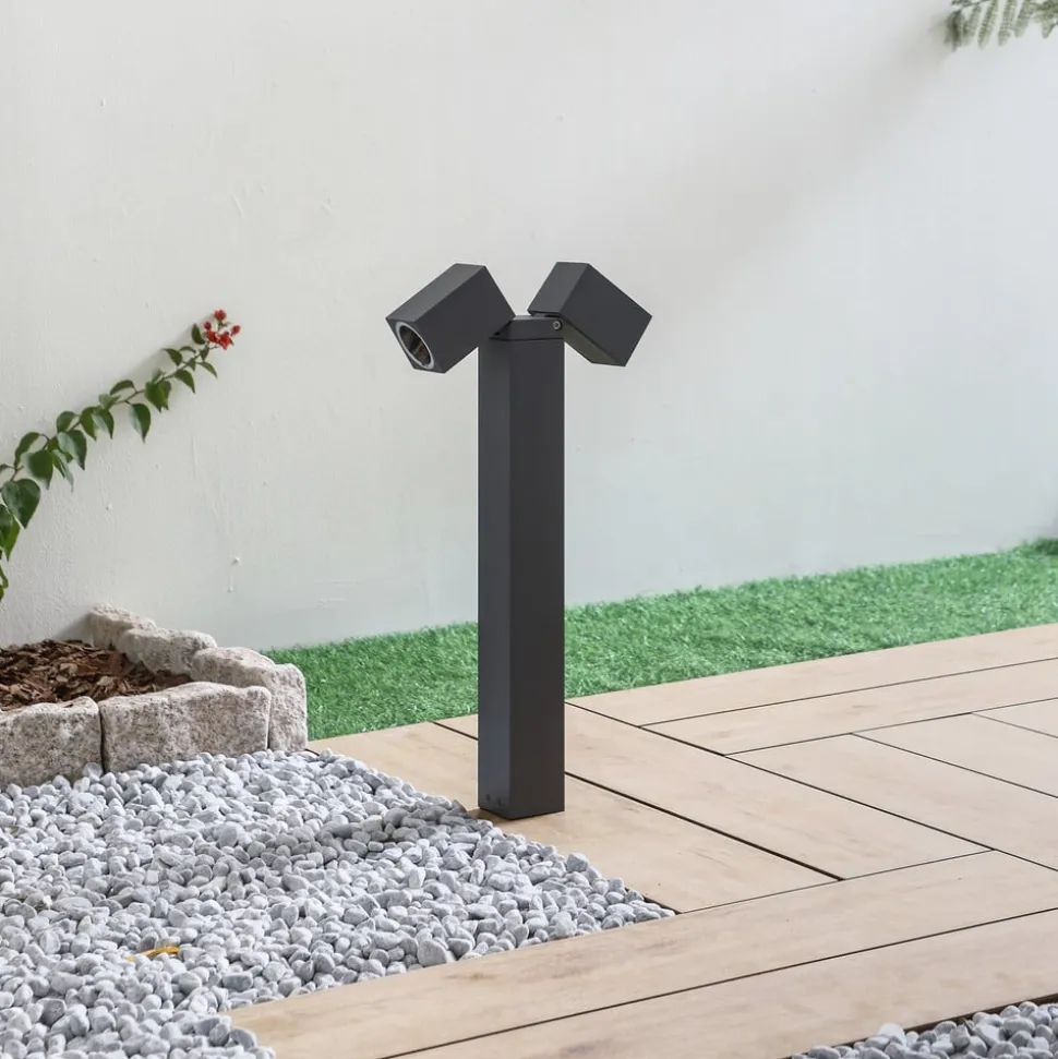 Lindby sokkellampe Othil, 2 lyskilder, 50 cm, antracit, metal