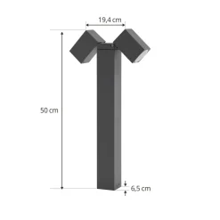 Lindby sokkellampe Othil, 2 lyskilder, 50 cm, antracit, metal