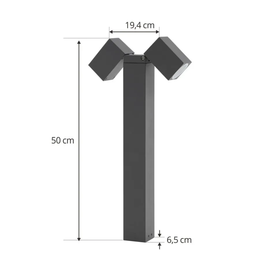Lindby sokkellampe Othil, 2 lyskilder, 50 cm, antracit, metal