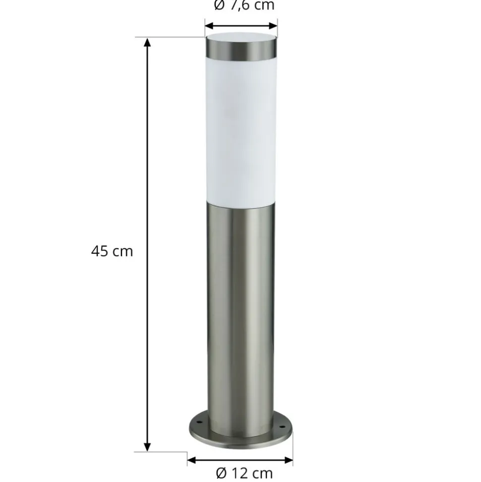 Lindby Sokkellampe Statius, grå, stål, sensor, 45 cm