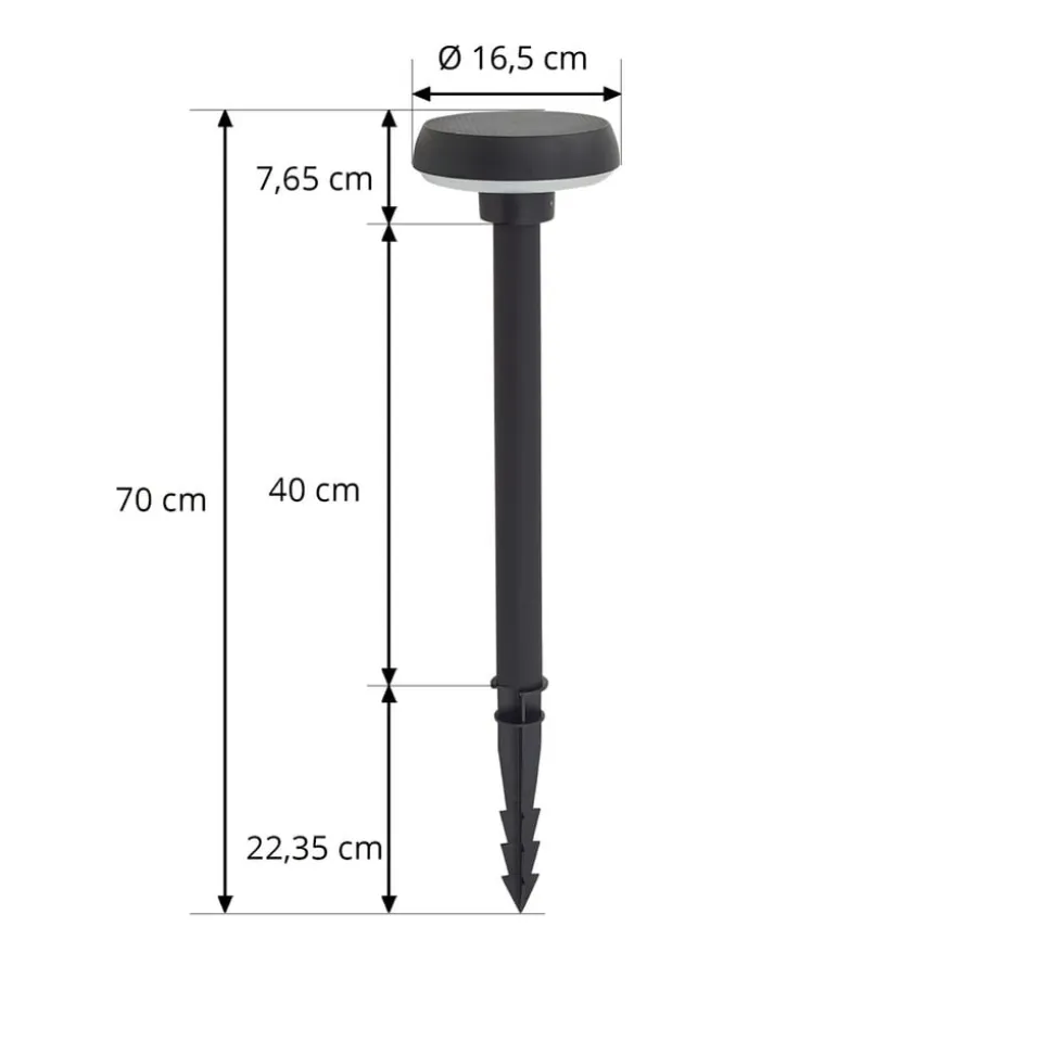 Lindby Solar-LED-lampe med jordspyd Brinca, sort, PC, sensor