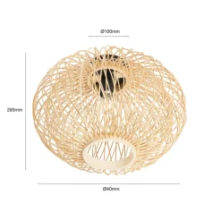 Lindby Solvira loftlampe, bambusflet, rund
