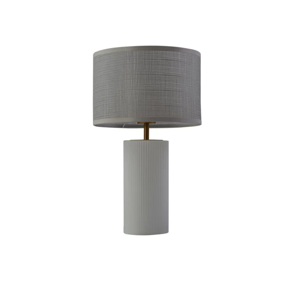 Lindby Sorscha bordlampe, hvid, jern, Ø 26 cm