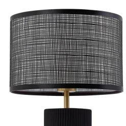 Lindby Sorscha bordlampe, sort, jern, Ø 26 cm
