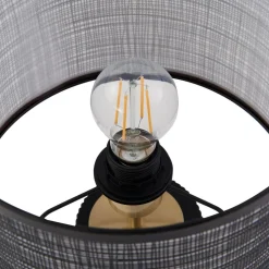 Lindby Sorscha bordlampe, sort, jern, Ø 26 cm