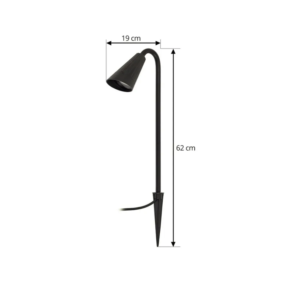 Lindby Sorvete lampe med jordspyd, sort, metal, højde 62 cm