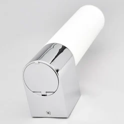 Lindby spejllampe Melike, 27 cm, krom, IP44, stikkontakt