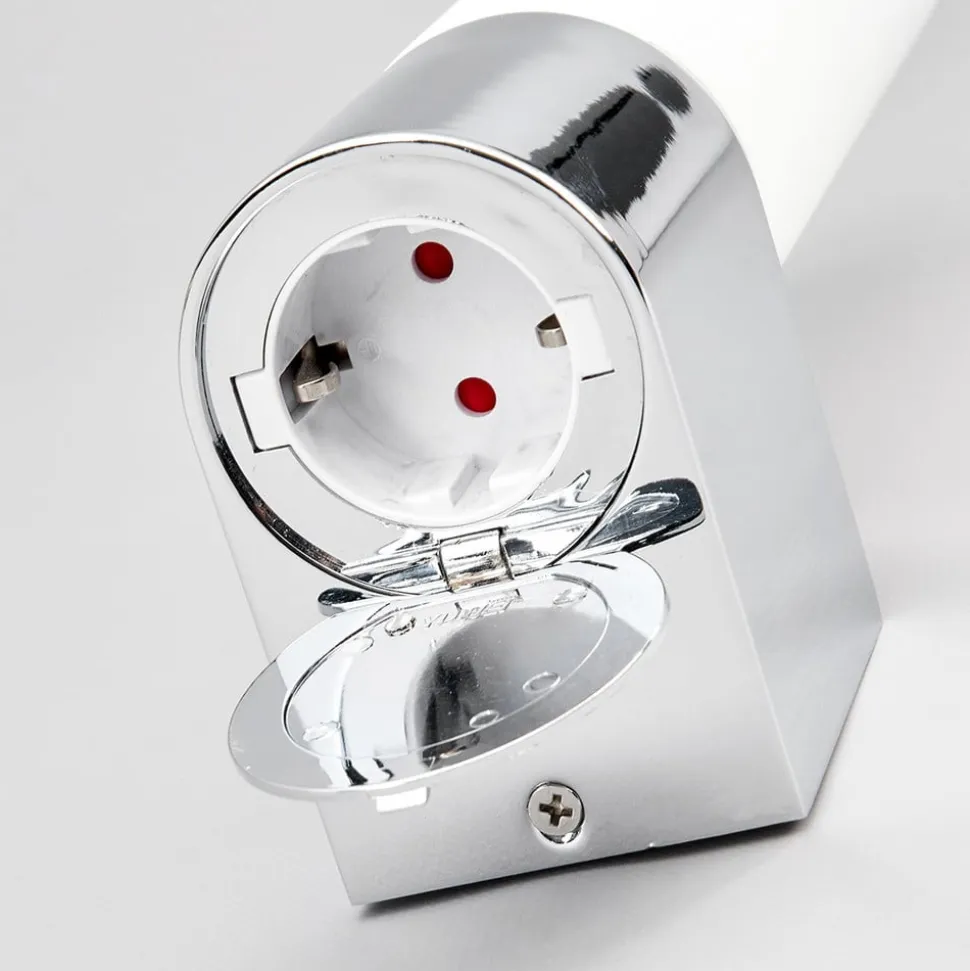 Lindby spejllampe Melike, 27 cm, krom, IP44, stikkontakt