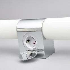Lindby spejllampe Ziva, fatning, hvid, glas, IP44