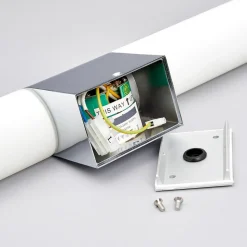 Lindby spejllampe Ziva, fatning, hvid, glas, IP44