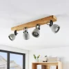Lindby Spot Mitis, 70 cm, 4 lyskilder, grå, træ, beton, GU10