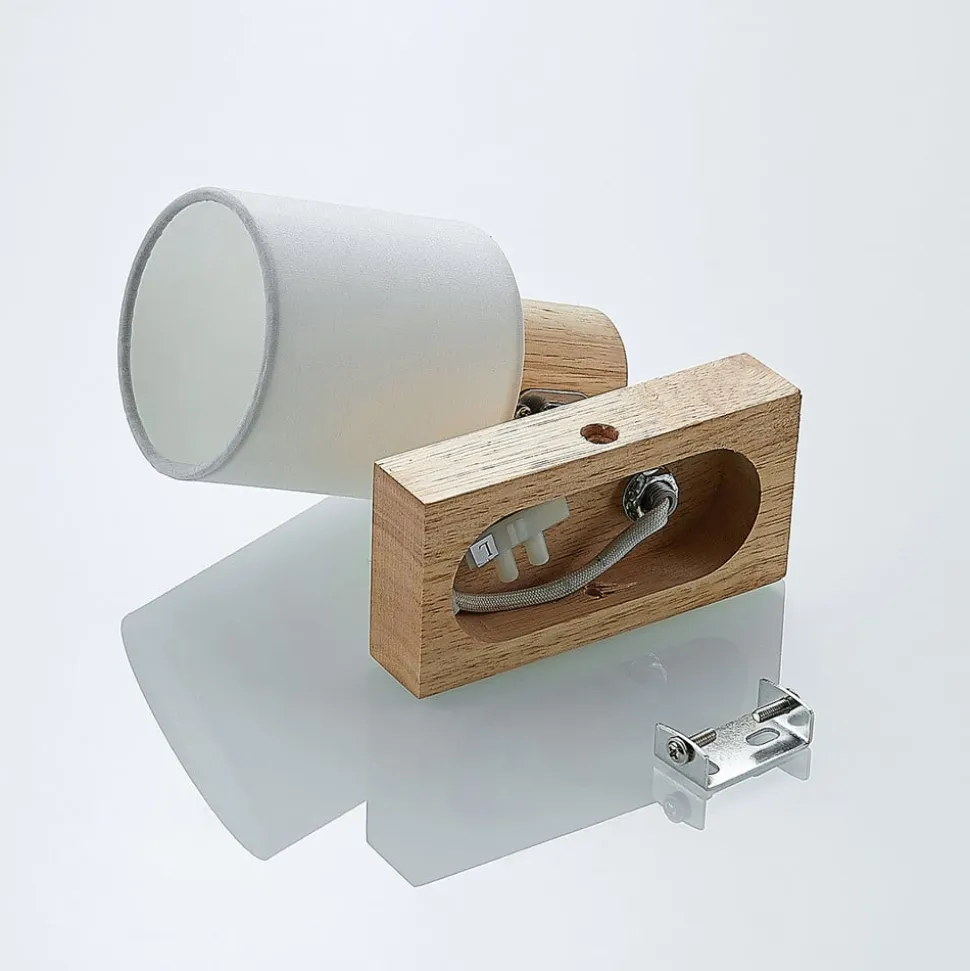 Lindby Spot Wanessa, træ, hvid, E14, 14 cm, justerbar