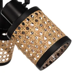 Lindby spot Yaelle, Ø 30 cm, 3 lyskilder, rattan, sort, E27