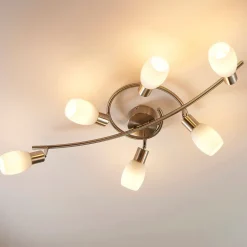 Lindby spotlight Arda, 75 cm, 6 lyskilder, nikkel, glas, E14