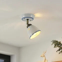 Lindby spotlight Eneas, højde 16 cm, hvid, 1 lyskilde, keramik