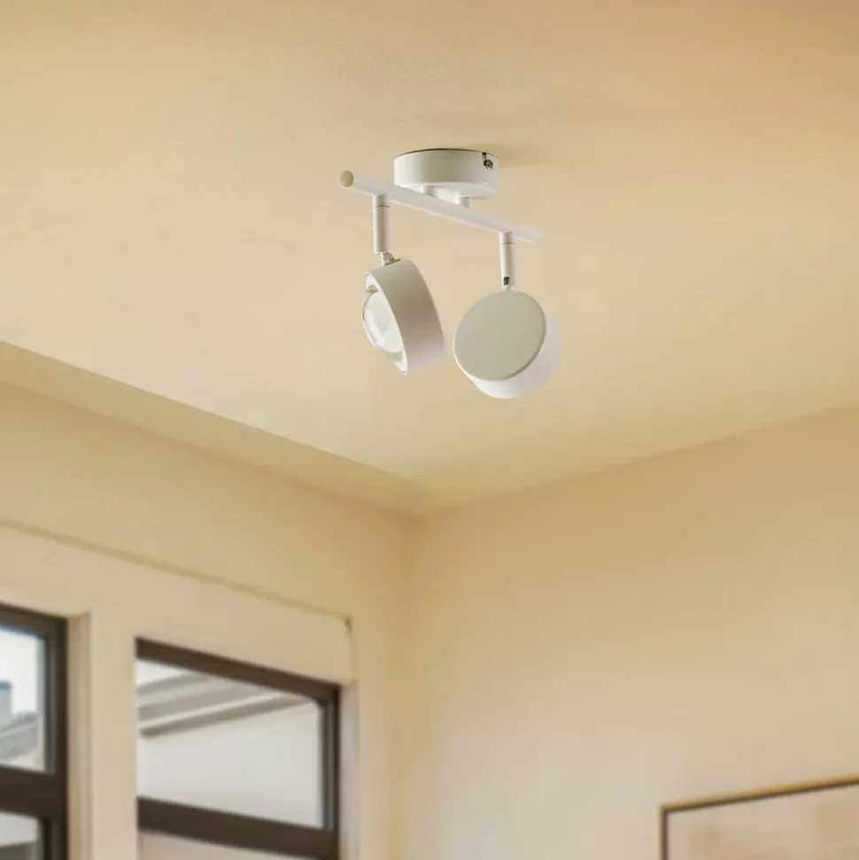 Lindby spotlight Jyla, hvid, linse, 4.200 K, 2-lys, GX53