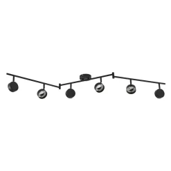 Lindby spotlight Jyla, sort, linse, 3.000 K, 6-lys, GX53