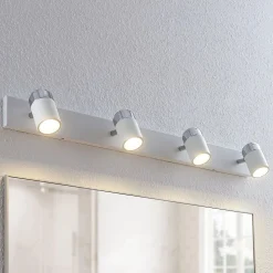 Lindby spotlight Kardo, 4 lyskilder, hvid, metal, IP44