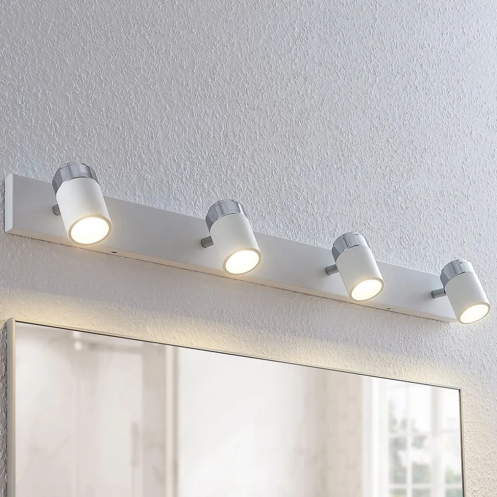 Lindby spotlight Kardo, 4 lyskilder, hvid, metal, IP44
