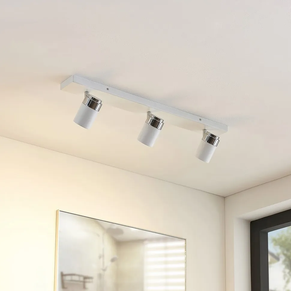 Lindby spotlight Kardo, 3 lyskilder, hvid, metal, IP44