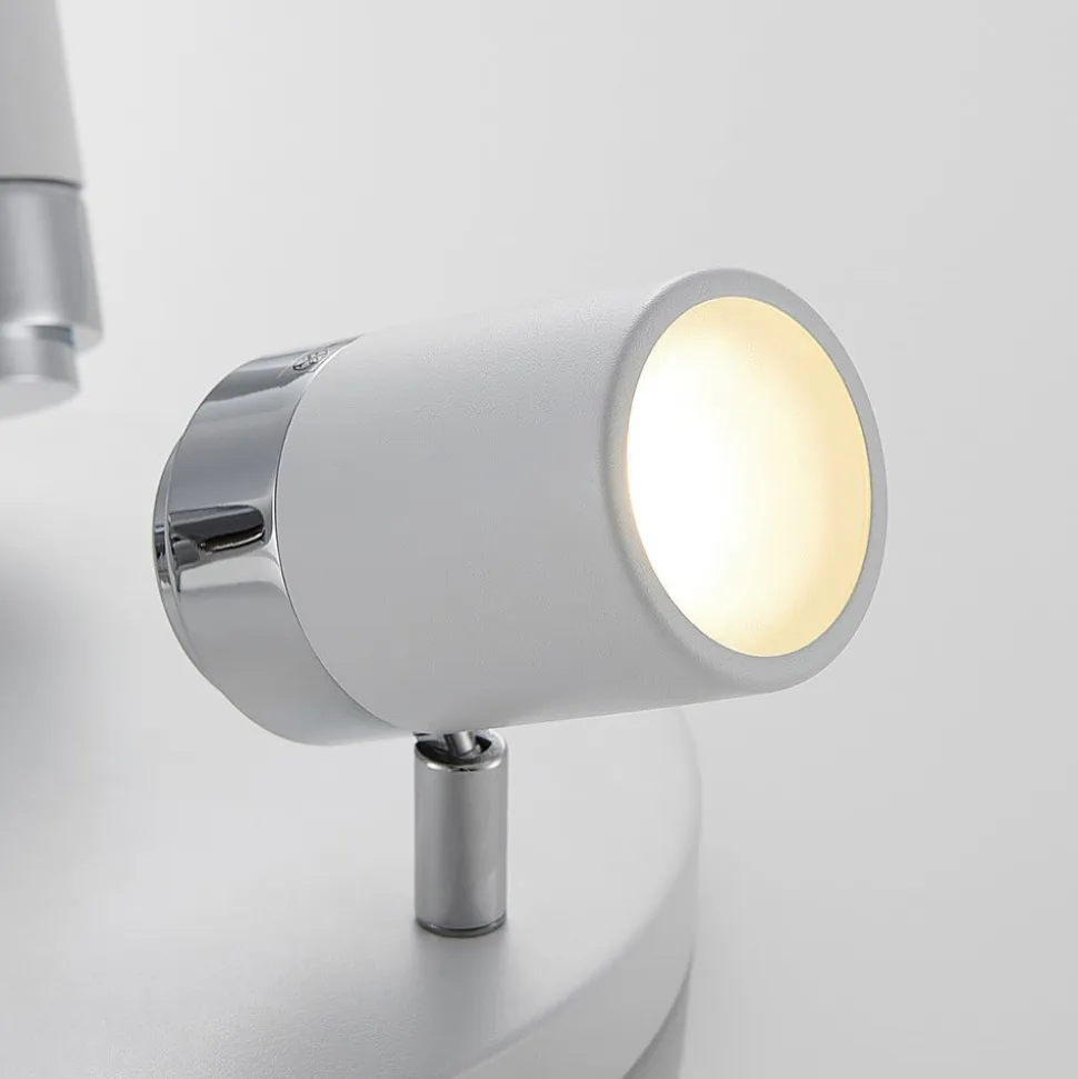 Lindby spotlight Kardo, roundel, 3 lyskilder, hvid, metal, IP44
