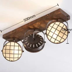 Lindby spotlight Tamin, 48 cm, rustfarvet, 3 lyskilder, glas
