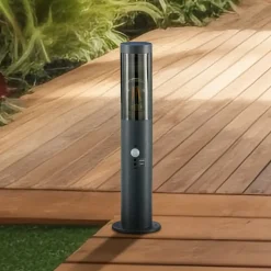 Lindby Statius sokkellampe, antracit, jern, sensor, 45 cm