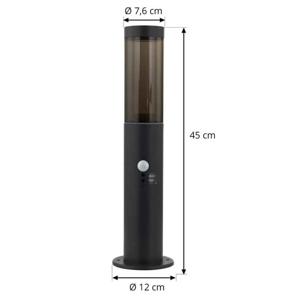 Lindby Statius sokkellampe, antracit, jern, sensor, 45 cm