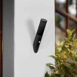 Lindby Statius udendørs væglampe, antracit, jern, sensor