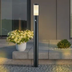 Lindby Statius vejlampe, antracit/hvid, sensor, 100 cm