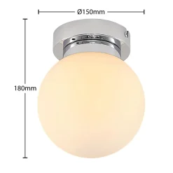 Lindby Tavino loftslampe, sfærisk skærm, krom