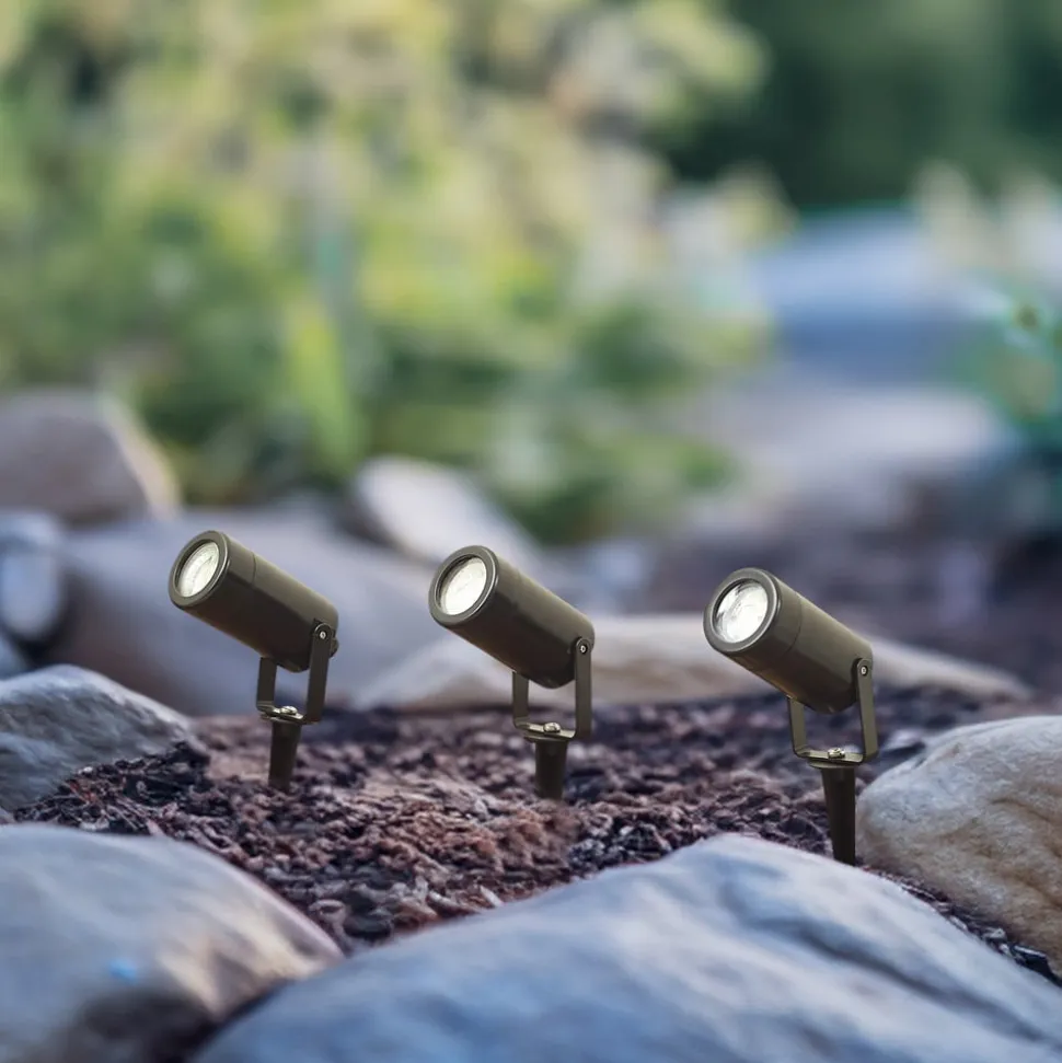 Lindby Thorgal lampe med jordspyd, Ø 6 cm, sort, sæt med 3 stk