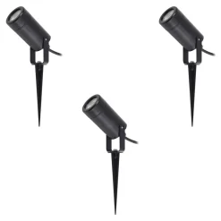 Lindby Thorgal lampe med jordspyd, Ø 6 cm, sort, sæt med 3 stk