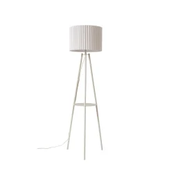 Lindby trebenetstående gulvlampe Libbie, 155 cm, hør, cremefarvet