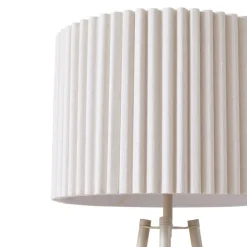 Lindby trebenetstående gulvlampe Libbie, 155 cm, hør, cremefarvet