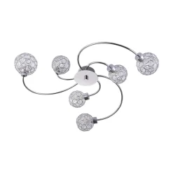 Lindby Tyron loftlampe, Ø 65 cm, krom, glas, metal