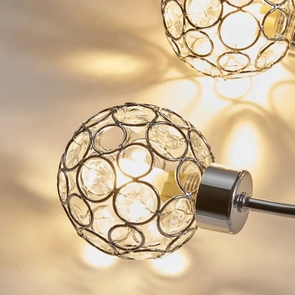 Lindby Tyron loftlampe, Ø 65 cm, krom, glas, metal